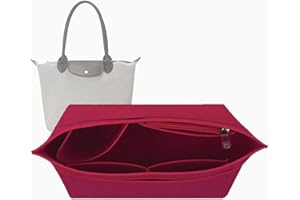 Lckaey purse organizer insert for Longchamp le pliage large tote organizer insert felt organizer 1028red, S/10.4*5.1*6.7in (AG)