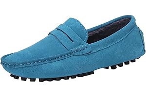 Jamron Uomo Pelle Scamosciata Penny Mocassini Comfort Scarpe da Guida Pantofole