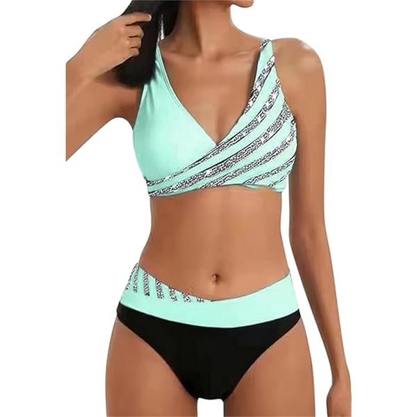 Damen Badeanzug 2-teilig - V-Ausschnitt Mit Blumenmuster - Bauchkontroll-Bikini Set