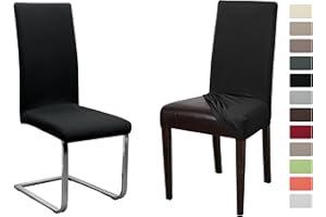 ‎BEAUTEX BEAUTEX 2er Set Jersey Stuhlhusse (Farbe wählbar), elastische Uni Stretch-Husse aus Baumwolle Bi-Elastisch (Schwarz)