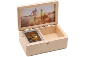 Sinzyo Custom Photo You are My Sunshine Wood Jewelry Music Box Vintage Wind Up Musical Box Gift For Christmas,Birthday,Valentine's Day(Maple Wooden)