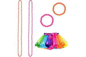 YSDYY 1 Paquete de tutú Colorido, Conjunto de Accesorios de Ropa de los años 80, Collar de neón, Pulsera, tutú de Mujer para Fiesta de Maquillaje, espectáculo, Bar, actuación de Banda