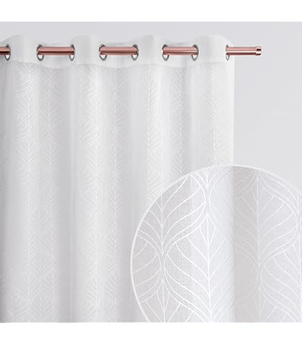 heimtexland ® Tendina per finestra in voile, ricamata, con tulipano, trasparente, decorazione per finestra, stile bistrò, tipo 818, colore bianco – Ecru (altezza x larghezza x profondità): 90 x 148 cm