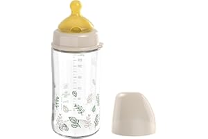 nip – Weithalsflasche | Babyflasche mit Ventil für optimalen Lufteinstrom und zwei Naturkautschuk-Trinksauger. Stillfreundliche Babyflasche aus bruchfestem Glas | Gr. S & M, 240ml, Braun