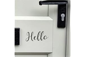 LAOGRAPHICS Hello Door Letterbox Decal Sticker [9x4cm] Mail or Letter Box Vinyl, Can Also Be Transfered onto Windows, Walls and Any Smooth Flat Surface, Door Graphic Stickers (fb17-black)