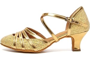 HROYL Zapatos de Baile Latino Mujer Cerrados Salsa y Bachata Tango Zapatos Baile Flamenco de Salón Tacon Bajo 511-512