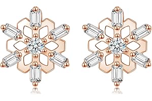Cangall Srebrne świąteczne kolczyki sztyfty dla kobiet, srebro 925, renifer i płatek śniegu, 11 mm, hipoalergiczne, do chrząstki, z pudełkiem prezentowym, na zimę, przyjęcie bożonarodzeniowe
