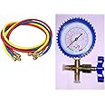 Sanavya Household Supplies Refrigeration Tools | -30 Psi To 250Psi Refrigerant Gas Charging Line 3 In 1 Ac Gas Pipe With Single Gauge Manifold Pressure Compatible With R22, R12, R502 - Multicolor