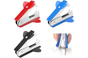 DHISPERARES 3 Stück Mini Klammern Entferner, Extra Breiter Fingergriff Entklammerer, Metallplastik Entklammerer Enthefter, Rot/Schwarz/Blau Tackerklammern Entferner für Bücher, Zeitungen, Verpackungspapier