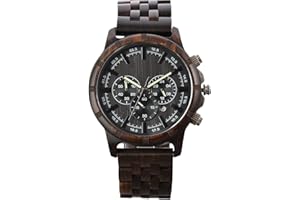 RORIOS Drewniane zegarki męskie Analogowy Kwarcowy Drewniany Pasek Sportowy Naturalny Drewniany Zegarek Chronograf Zegarki dla Mężczyzn