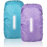 KASESSS 2 Pieces Waterproof Backpack Cover with Reflective Stripes, Raincoat for Backpack 45L, Waterproof Backpack Cover, Out