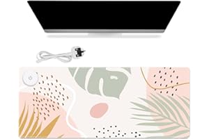 iCasso Heated Mouse Pad, Electric Warm Desk Pad with 3 Heating Levels & 3 Auto Shut-Off Levels for Computer Keyboard, Large Safe Desk Mat Hand Warmer for Home Office Work (Morandi, 35.4" x 15.7")