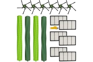 Laimaiou Kit Accessoires pour iRobot Roomba s9+ (9550) S9 (9150) Robot Aspirateur Pièces de Rechange 16 Packs 2 jeux de Brosses Roulantes, 6 Filtres, 6 Brosses Latérales