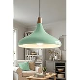 Marrien Nova Ahşap Sarkıt Avize, Bohem Tavan Lambası ve Salon Oturma Odası Aydınlatması - Mint Yeşili - 35 cm &ndash; Modern Dekora