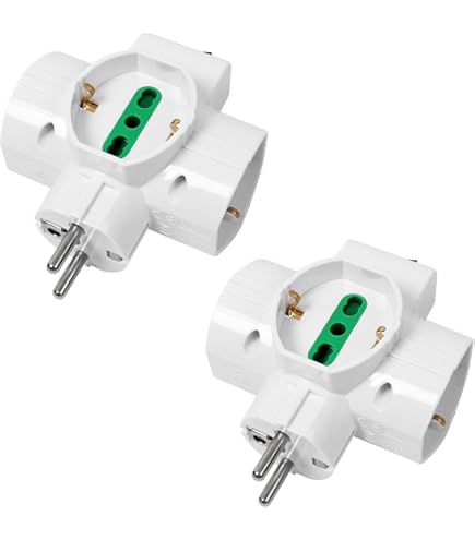 Adattatore Multiplo Vimar SICURY - 2 Prese Italiane E 1 Standard IT, Con Protezione Bambini | Nero