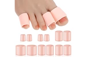Gjinxi Zehenschützer 14PCs Silikon Zehenschützer für Hammerzehen, Hühneraugen, Schwielen, Blasen Weiche Gel-Schützer Zehenkissen für Schmerzlinderung und sofortigen Schutz (Hautfarbe+4L+6M+4S)