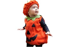 TOPGROWTH ACCESSORIO Completo di Halloween Tutina Pagliacetto Bambino Neonata Unisex Halloween Costume Zucca Bimbo Tutina Tutine Neonato Invernali Body Vestito Halloween Vestito da Carnevale Bambino Neonato