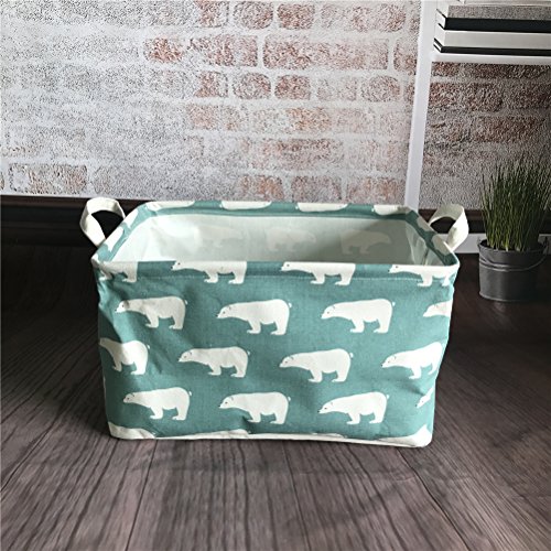 Inwagui Faltbaren Aufbewahrungskorb Wäschekorb Kinder aufbewahrung Spielzeug Warenkorb Kleidung Halter mit Deckel 39* 25* 22cm-Bär B