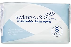 SWIMMM – Engångs badblöjor för vuxna – Storlek S (36–57 kg / 56–91 cm höftmått) – 22 st – Diskret & Hudvänlig – Skydd vid avf