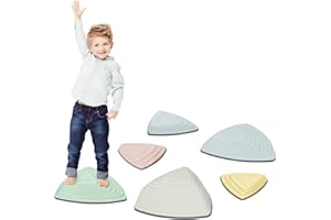 Leogreen Pierres d'équilibre pour enfants, Jouets/jeux d'équilibre et de Motricité, 6 pièces, développe l'équilibre et la coordination