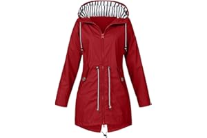 ROUINGDD Regenjacke Damen Wasserdicht Winddichter Atmungsaktiv Regenmantel Regenparka mit Kapuze Leichte Dünne Windbreaker Übergangsjacke Große Größen Fahrrad Windjacke Trenchcoat Wandern Sommerjacke(S-5XL)