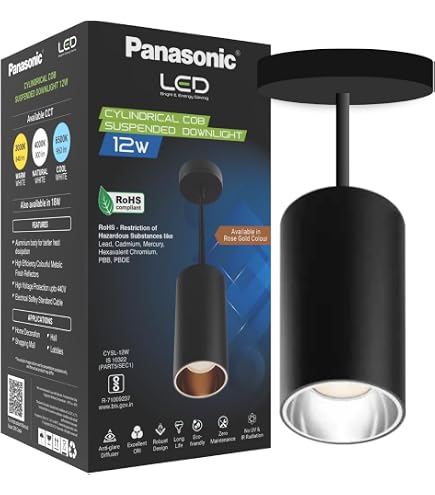 Panasonic 18W Cylindrical Pendant Spotlight, Silver Reflector