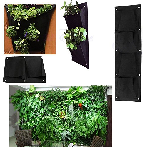 MagiDeal 2 Taschen Hängen Horizontal Gartenmauer Pflanz Taschen Sack Pflanzsack Pflanztasche Tasche Indoor / Outdoor-Kräutertopf - 6