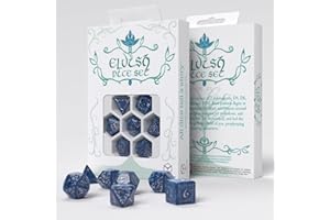 Q WORKSHOP Q-Workshop Würfel-Set, Elbisches Kobalt- und Silberfarben, Würfelbrettspiel