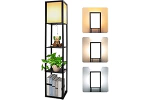 Alampia Lampadaire en Bois Réglable, Lampe de Plancher Moderne 1.6M, Lampe Étagère avec Douille E27 (Ampoule 3000K-5000K Incluse), Lumière Décoration pour Chambre Salon Bureau Café Hôtel