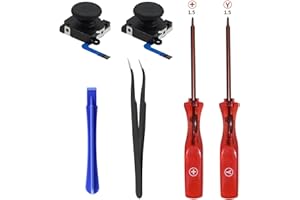 UOWW Analog 3D Joystick Replacement & Repair Tool Kit for Switch, Switch OLED, Joy-Con, Switch Lite Controller, Nintendo Switch Repair Tools, 2PCS Joysticks Tri-Wing and Cross Screwdriver Repair Tools