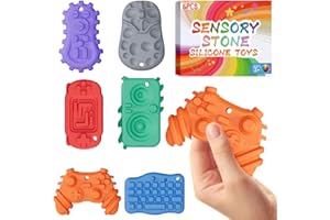 6 Stück Fidget Toys Sensory Stones Sensorik Spielzeug Anti Stress Kinder Sensorisches Spielzeug, Sensory Worry Stone Sensory Toys Stressabbau, Sensory Fidget Toys Autism Toy (6 Stück Tech-Shaped)