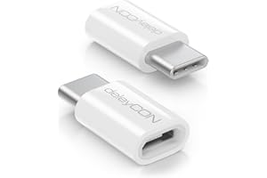 deleyCON Pack of 2 USB-C Adapter - Micro USB Female to USB C Male - for Charging and Synchronising for Apple Samsung Google Huawei Xiaomi Mobile Phone Smartphone Tablet Laptop Adapter - White