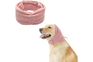 LELEWANGLUO Beruhigende Ohrenschützer für Hunde, Haustier Ohrenklappe Kopfwickel, Einstellbare Klettverschluss Hund Ohrenwärmer für Angst Relief Haustier (Rosa, L)