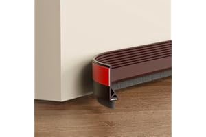 FFPMYF Paraspifferi nastro sigillante per porte, guarnizione del pavimento con spazzola, guarnizione autoadesiva per porta, spazzola per porte, guarnizione a spazzola (marrone)