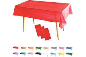 POPOYU 3 Pièces Nappes Jetables Halloween,Nappes Imperméables Rouge Nappe de Table Fête Protection Décoration de Table Rectangulaires 137 * 274 cm pour Picnic,Exterieur,Jardin,Anniversaire,Noël,Mariage