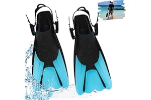 Udbrud Pinne da Snorkeling, Pinne Regolabili Pinne da Immersione TPR Antiscivolo Pinne Corte Nuoto per Snorkeling, Immersioni, Nuoto, Adulti, Uomini, Donne