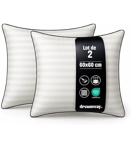 COZSINOOR Lot De 2 Oreillers 50x70 Cm Hôtel De Luxe – Moelleux Hypoallergéniques Anti-Acariens, Soutien Ergonomique Pour Dormir Sur Le Dos, Côté Ou Ventre