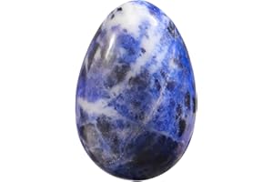 Nupuyai 3cm Pierre de Sodalite Naturelle Décoration d'oeufs en cristal de pierre d'inquiétude, pierre de guérison de paume de poche polie pour la méditation Chakra Reiki de soulagement du stress