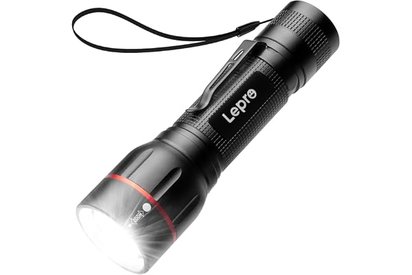 Lepro Lampe Torche LED, LE2050 Lampe de Poche Ultra Puissante, 5 Modes D'éclairage, Zoomable, IPX4 Étanche, Longue Durée pour Enfant Camping Randonnée Pêche Bricolage Urgence Coupure de Courant