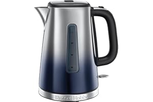 Russell Hobbs Eclipse Stainless Steel & Midnight Blue Ombre 1.7L Electric Cordless Kettle (Quiet & Fast Boil 3KW, Removable washable anti-scale filter, Easy push button lid, Perfect pour spout) 25111