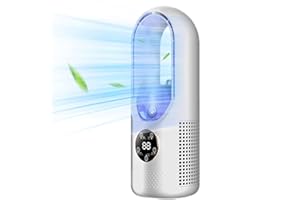 XINYUNXIN Ventilatore USB multifunzione senza pale, ventilatore di raffreddamento a 6 velocità con funzione timer, ventilatore verticale senza pale con display a LED, a basso rumore, portatile (Bianco)