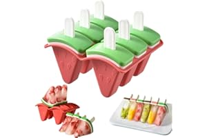 Crethink Popsicle Mold Set, 6 Watermelon Popsicle Maker, Reusable Ice Cream Molds - Dishwasher Safe, Tolder Babies and Homemade Popsicle