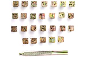 IGNPION Leder-Buchstabenstempel-Set, Lederprägungs-Set, Alphabet, Schnitzwerkzeug, für DIY, handgefertigte Lederkunst, 27 Stück
