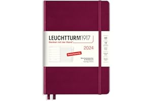 ‎LEUCHTTURM1917 LEUCHTTURM1917 367712 Wochenkalender & Notizbuch Medium (A5) 2024, mit Extraheft für Adressen und Jahrestage, Port Red, Deutsch, 12 Monate