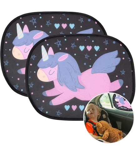 Pare-Soleil Voiture Bébé Licorne 68x50 Cm - Double Couche UV Aimants Enfant 2 Pièces
