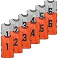 HUIOP Practice Sports Vest 12 PCS Adults Soccer Pinnies 2 Colors Quick Drying Football Team Jerseys Youth Sports Scrimmage Soccer Team Training Numbered Bibs Practice Sports Vest