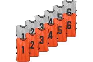ERYUE Gilet, 12 PCS Adultes Football Pinnies 2 Couleurs Séchage Rapide Maillots D'équipe De Football Sport pour Jeunes Scrimmage Équipe De Football Entraînement Bavoirs Numérotés Pratique Sport Gilet