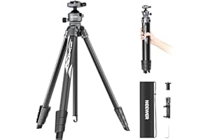 NEEWER LITETRIP LT07 61" Aluminium Reisestativ, Kamera Stativ mit Schwenk Neige Niedrigprofil Kugelkopf Arca QR Platte kompatibel mit Peak Design Tripod Plate V3, 2 in 1 Handy Clip Griff Max Last 22lb