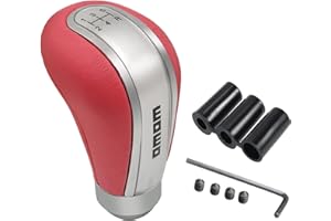 Hoembpn Pomello del Cambio Auto 5 Marce, Leva Cambio Universale in Pelle, Pomello Leva Cambio Manuale con 3 Adattatori 8mm 10mm 12mm, Adatto per la Maggior Parte dei Veicoli Manuali