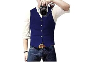 Solovedress - Gilet da uomo in lana, tessuto tweed, con motivo a spina di pesce, scollo a V, per lo sposo